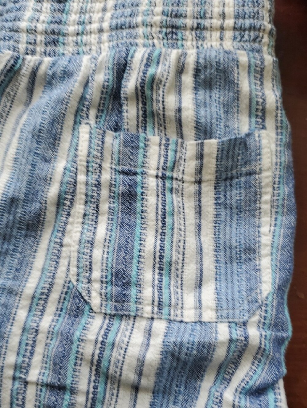 Briggs Blue & White Striped Linen Cotton Blend Women’s Drawstring Shorts Sz L - Picture 11 of 11